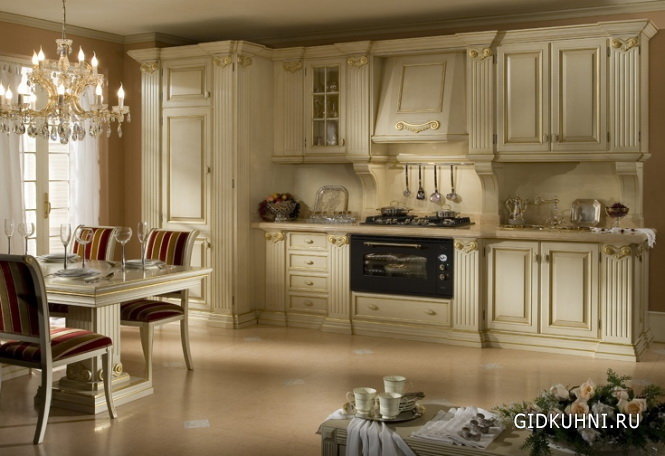 Kuhinjski projekt s klasičnim dizajnom: paleta, set, izbor materijala