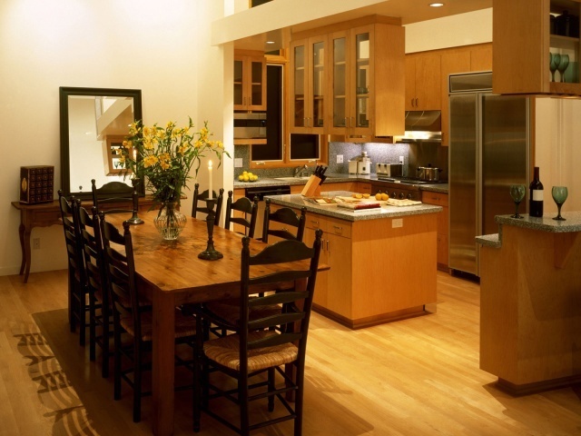Примеры интерьера кухни столовой гостиной
