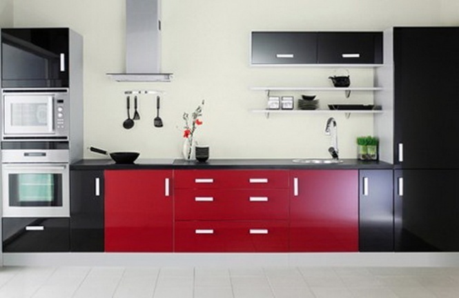 Красно черная кухня фото