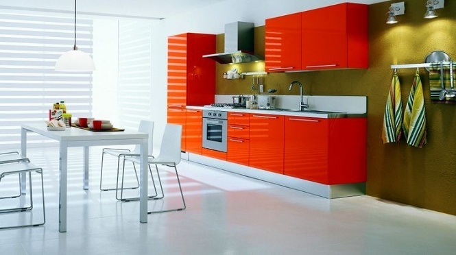 апельсиновый цвет на кухне фото
