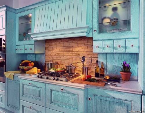 маленькая голубая кухня