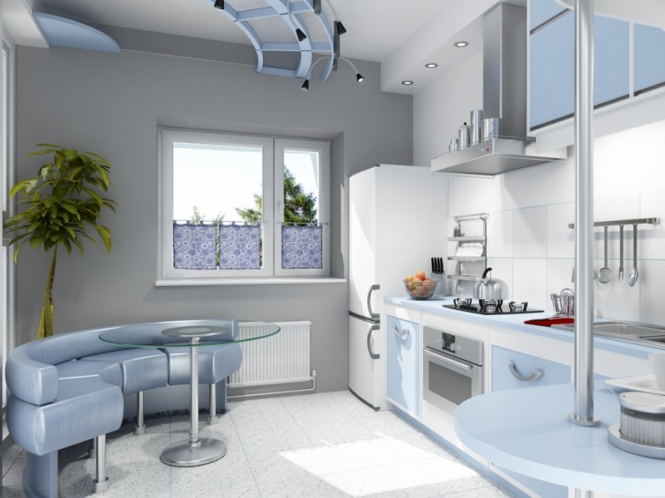 Красивые кухни голубого цвета фото