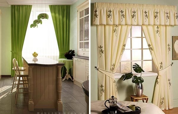 Красивые классические шторы на кухне