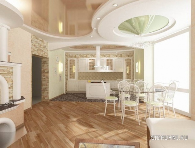 Дизайн потолков на кухне c фото
