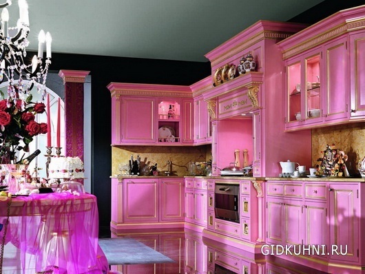 Кухня в розовом цвете - наполнение жизненной энергией